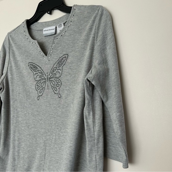 Alfred Dunner Butterfly Rhinestone Blouse - Picture 7 of 12